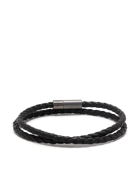 Plaque-Detail Leather Bracelet