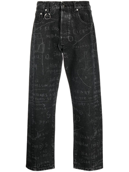 Corner Sketch-Style-Print Jeans