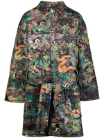 Graffiti-Floral-Print Coat