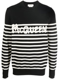 Logo-Knit Striped Cotton Jumper