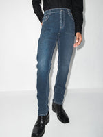 Embroidered-Logo Straight-Leg Jeans