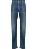 Embroidered-Logo Straight-Leg Jeans