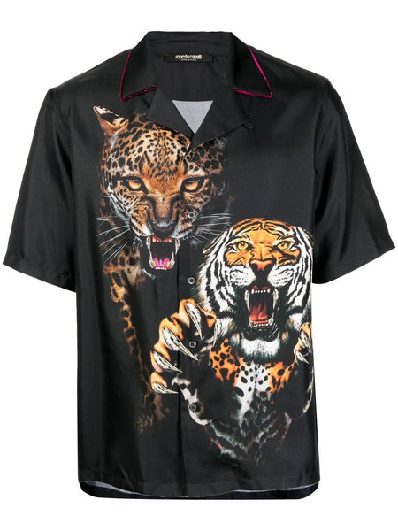 Tiger-Print Silk Shirt