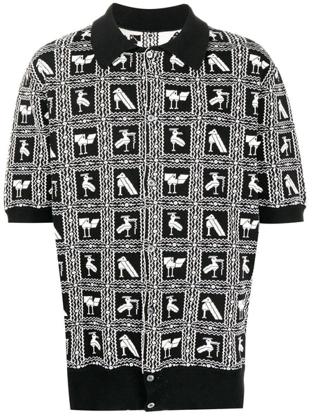 Pixelated-Print Polo Shirt