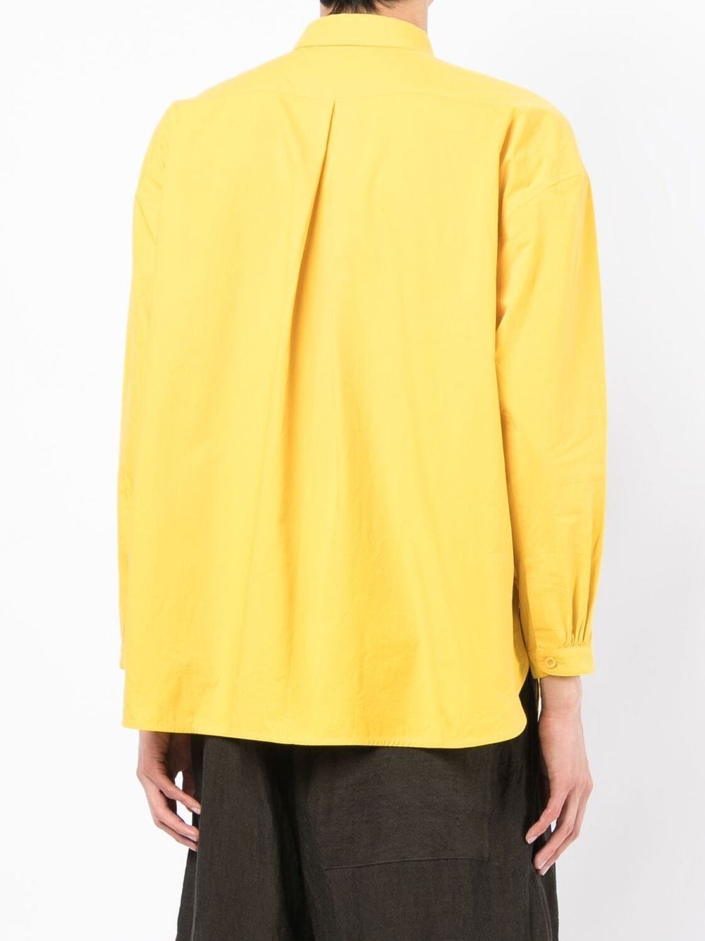 Gathered Long-Sleeve Linen Shirt