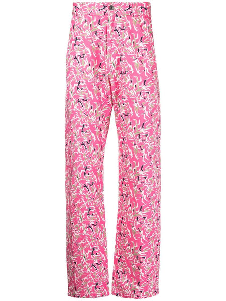 Abstract-Print Five-Pocket Straight-Leg Trousers