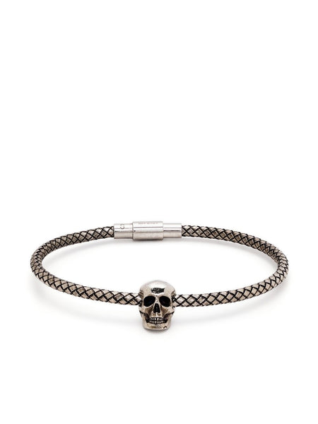 Alexander McQueen Black Braided Double Wrap Skull Bracelet – BlackSkinny