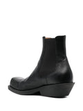 Square-Toe Leather Ankle Boots