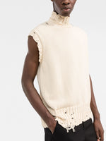 Distressed-Effect Sleeveless Jumper
