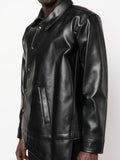 Asymmetric-Hem Artificial Leather Jacket