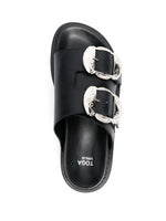 Buckle-Detail Slip-On Sandals