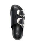Buckle-Detail Slip-On Sandals