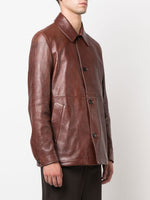 Button-Up Leather Shirt Jacket