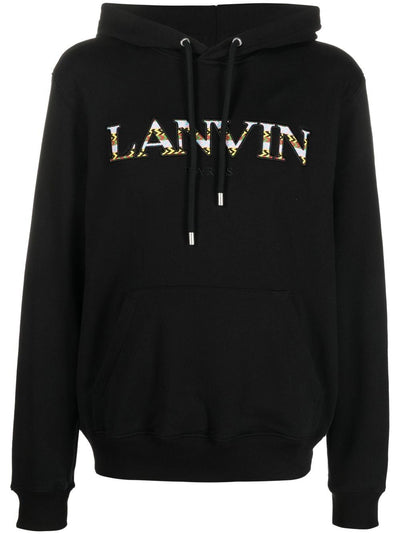 Embroidered-Logo Pouch-Pocket Hoodie