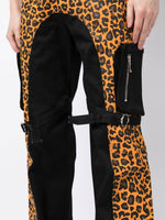 Cheetah-Print Strap Detail Trousers