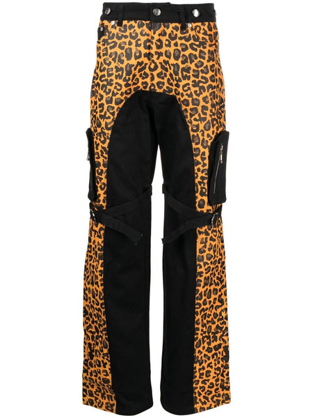 Cheetah-Print Strap Detail Trousers