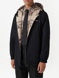 Check-Pattern Reversible Hooded Jacket