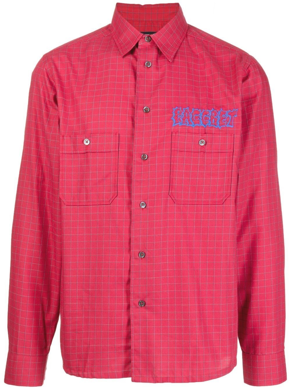 Check-Pattern Logo-Print Shirt