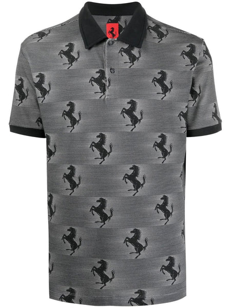 Prancing Horse-Print Polo Shirt