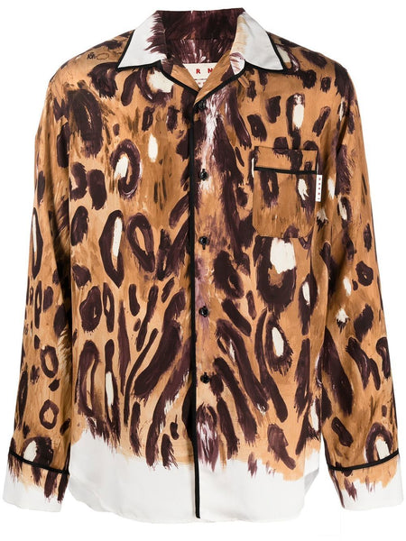 Leopard-Print Button-Up Shirt