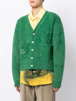 Logo-Embroidered Fuzzy Cardigan