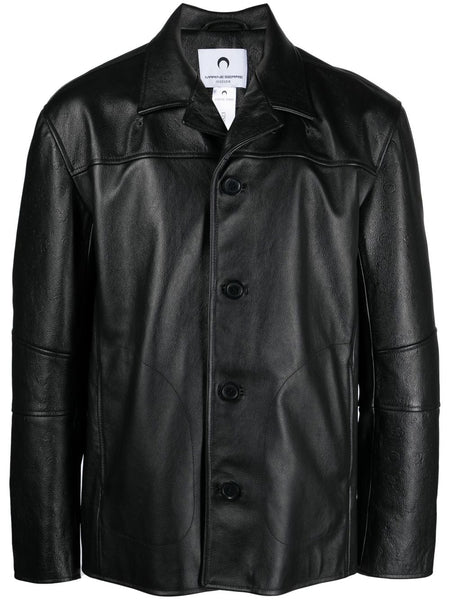Logo-Debossed Leather Jacket