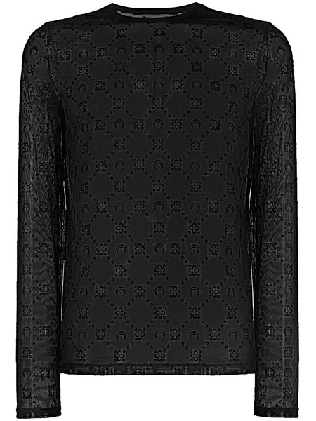 Moonogram-Pattern Long-Sleeve T-Shirt