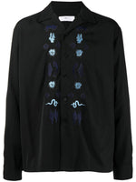 Floral-Embroidered Long-Sleeved Shirt