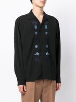 Floral-Embroidered Long-Sleeved Shirt