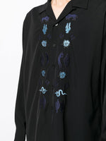 Floral-Embroidered Long-Sleeved Shirt