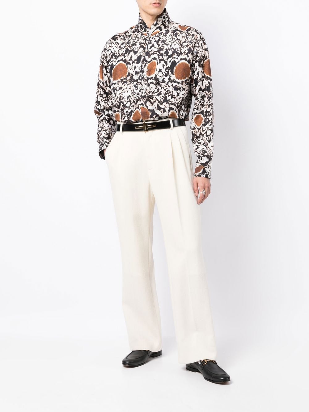 Abstract-Pattern Long-Sleeve Shirt