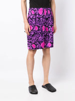 Abstract-Pattern Silk Shorts