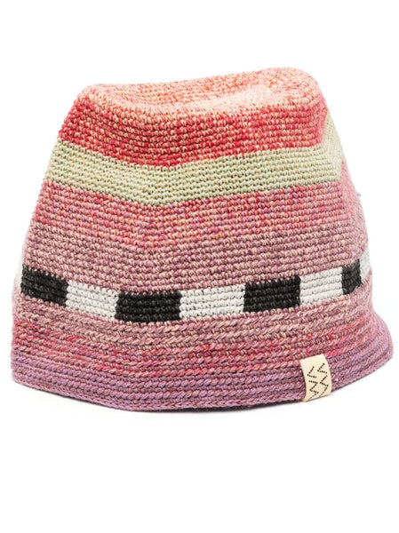 Striped Crochet-Knit Bucket Hat