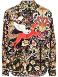 Mythological Animal-Print Silk Shirt