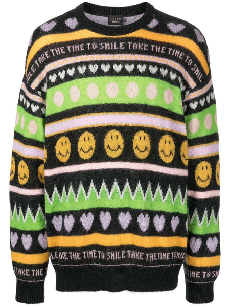 Graphic-Print Intarsia-Knit Jumper