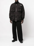 Logo-Patch Zip-Up Padded Coat