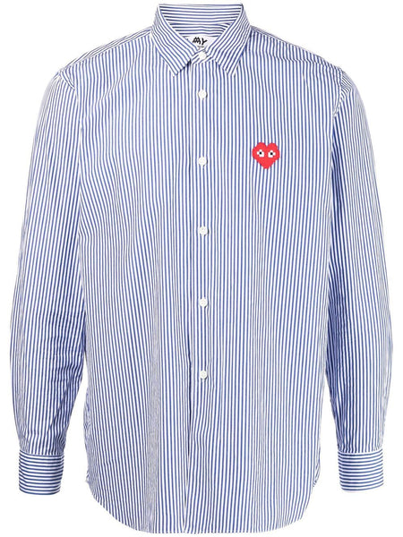 Logo-Patch Stripe-Print Shirt