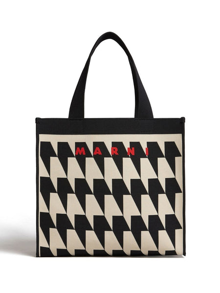 Houndstooth-Jacquard Tote Bag