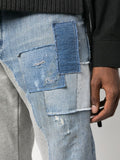 Patchwork-Detail Cropped Jeans