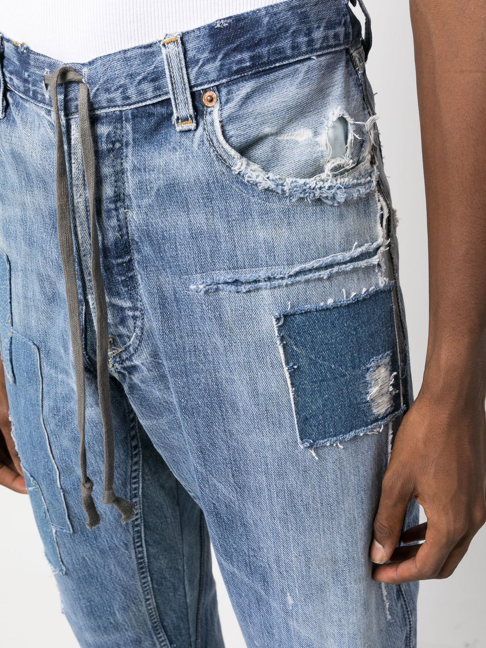 Patchwork-Detail Straight-Leg Jeans