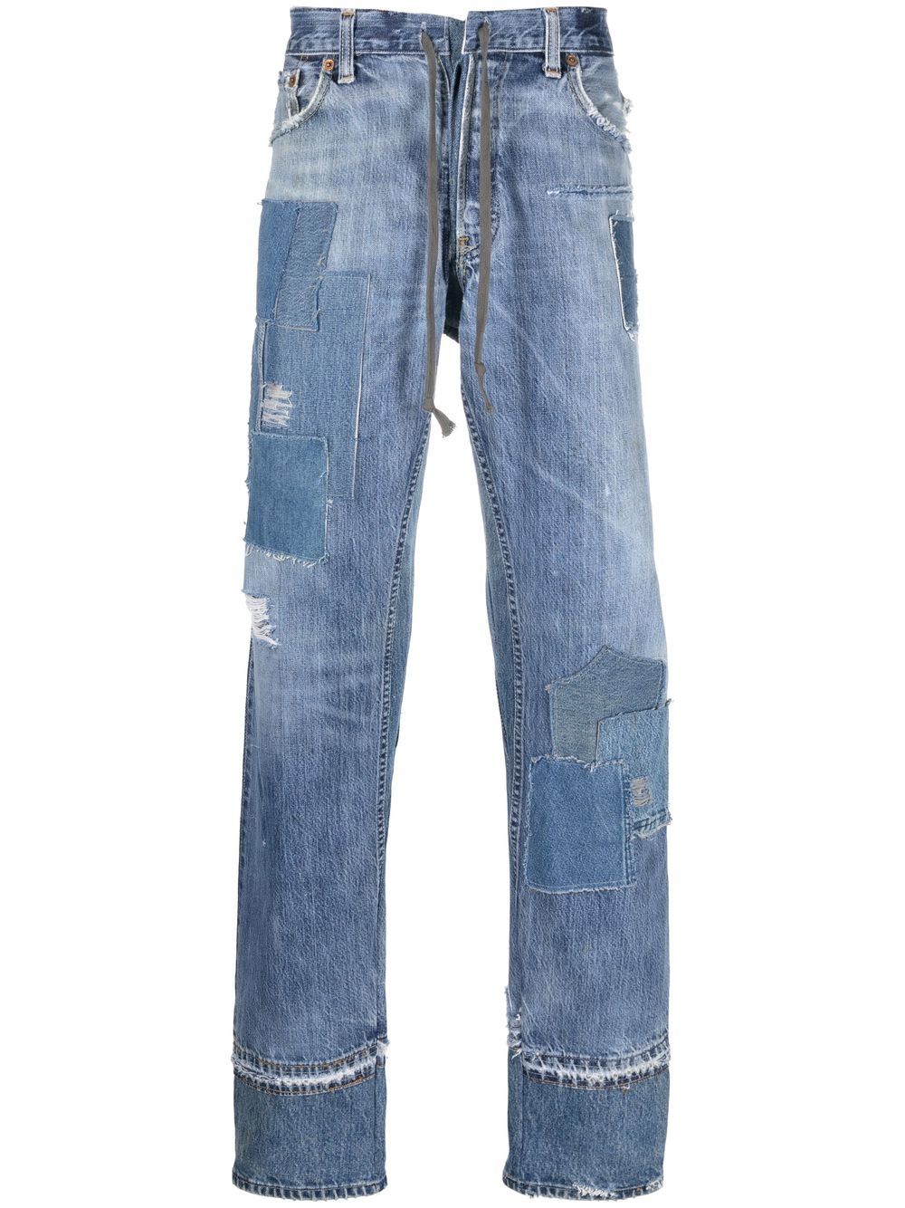Patchwork-Detail Straight-Leg Jeans