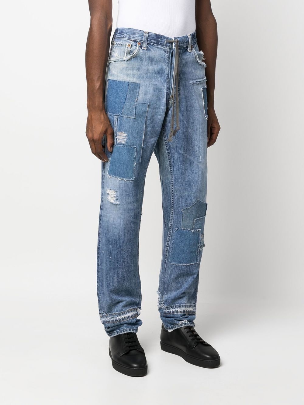 Patchwork-Detail Straight-Leg Jeans