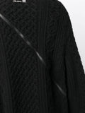 Zip-Detail Aran-Knit Cardigan