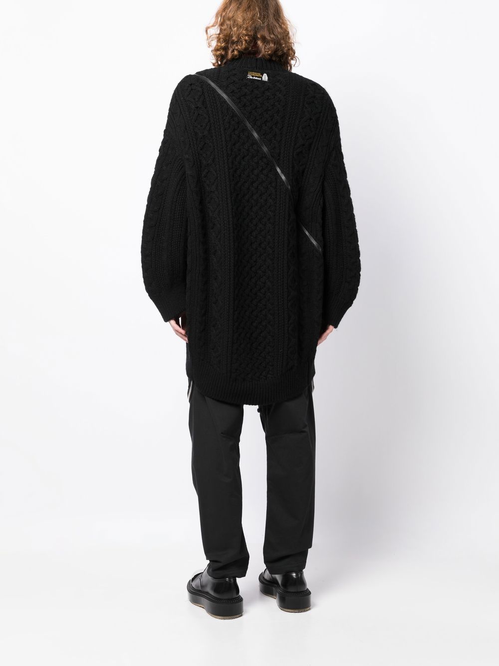 Zip-Detail Aran-Knit Cardigan