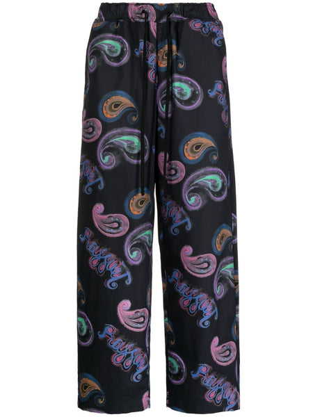 Paisley-Print Straight-Leg Trousers