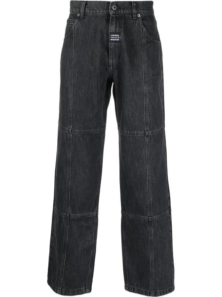 Straight-Leg Logo-Patch Jeans