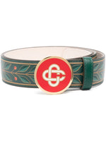 Logo-Buckle Leather Belt
