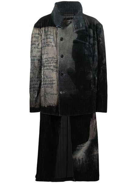 Graphic-Print Double-Breasted Coat