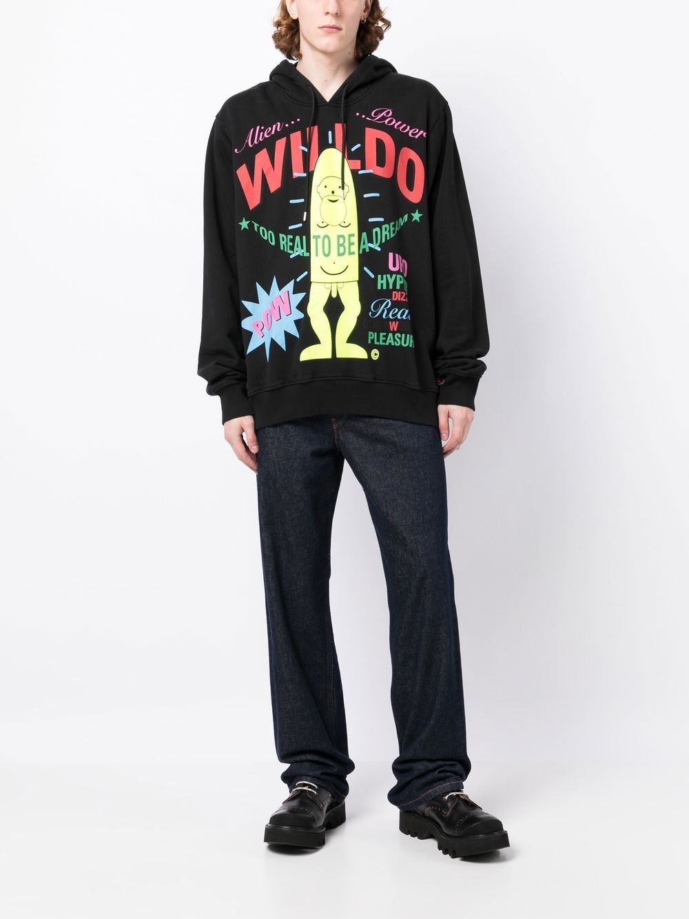 Slogan-Print Long-Sleeve Hoodie