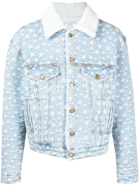 Star-Jacquard Denim Jacket